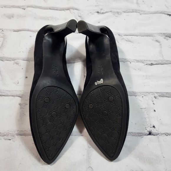FRANCO SARTO Black Suede Pointed Toe Block Heel Pumps Size 8 - Picture 5 of 5